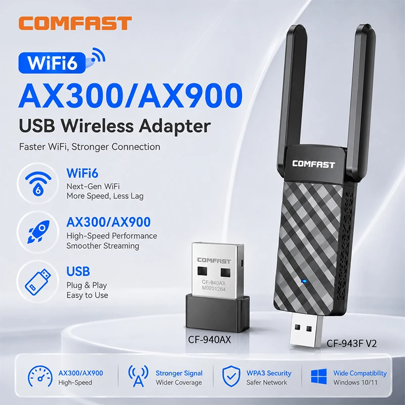 COMFAST CF-943F V2 WiFi6 USB 어댑터 AX900 듀얼 밴드 2...