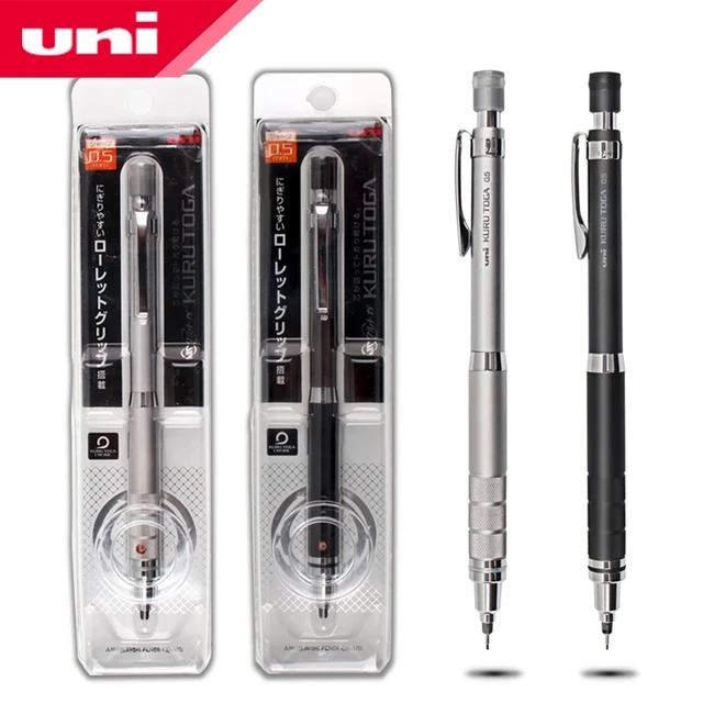 Uni Kuru Toga Roulette Auto Mechanical Pencil, 0.5mm, Gun Metallic Silver,  Pack of 3