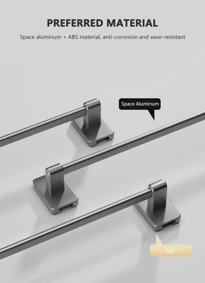 Description Picture 5 of itemBathroom Punch-free Gun Gray Single Pole Towel Bar Space Aluminum Bathroom Towel Rack Bathroom Toilet Towel Rack Hanging Rod