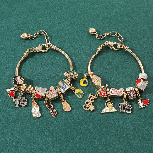 Dangle Charm Bracelet for Taylor Swift Fans (Speak Now, Midnight, Repu –  Charmadise