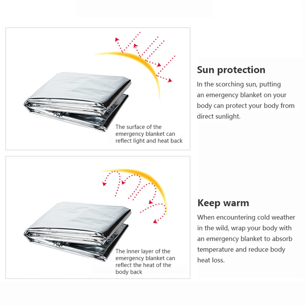 Emergency Blanket Outdoor Survival Rescue First Aid Foil Thermal Hypothermia Windproof Multi-use Camping