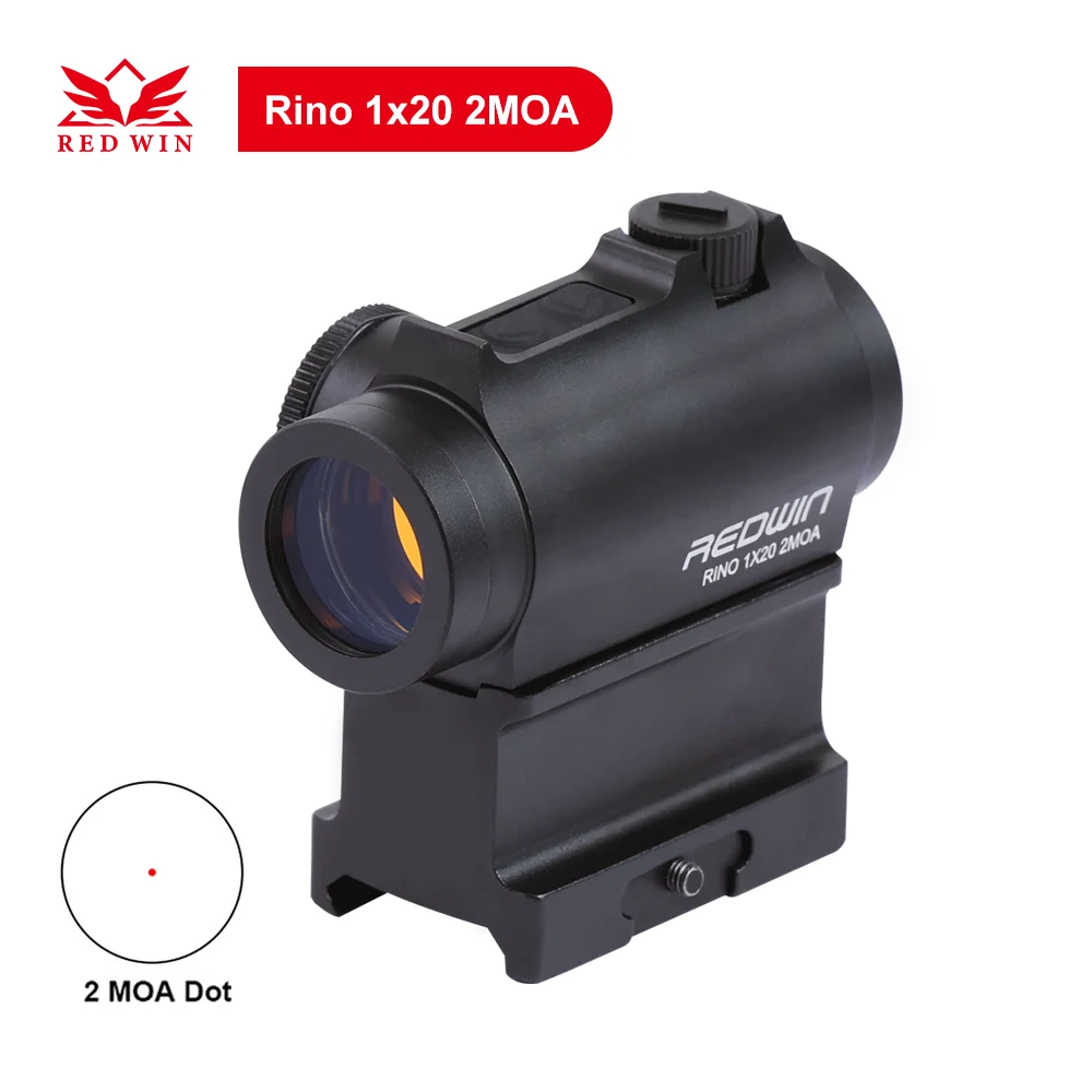 

Red Win Rino 1x20 2 MOA Red Dot Super LED High Light 12 Levels Illumination 1 MOA Cap Adjust Red Dot Sight fit for AR Platform