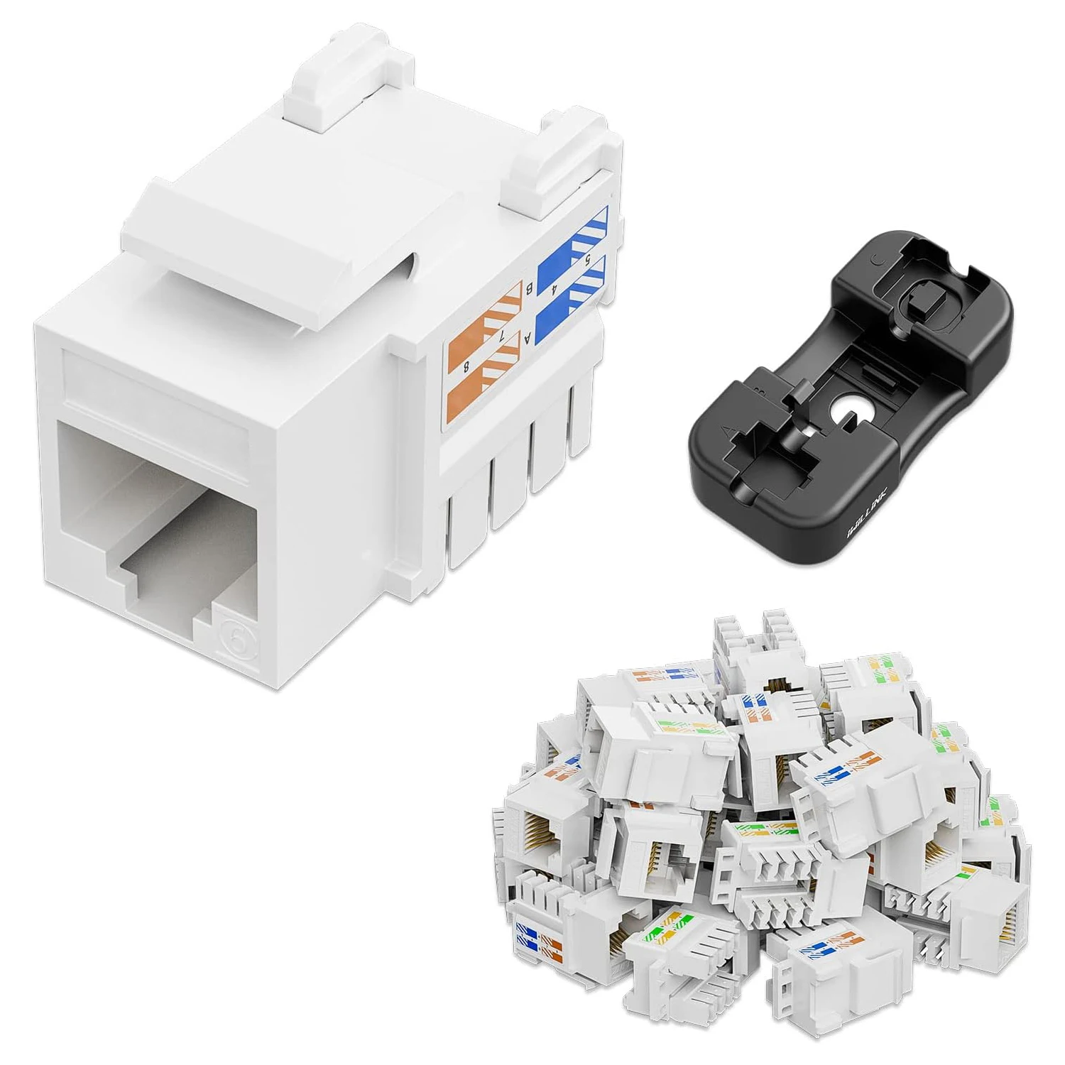 White Zip Ties AMPCOM CAT6 Keystone Jacks - Tool-Less RJ45 Connectors ...