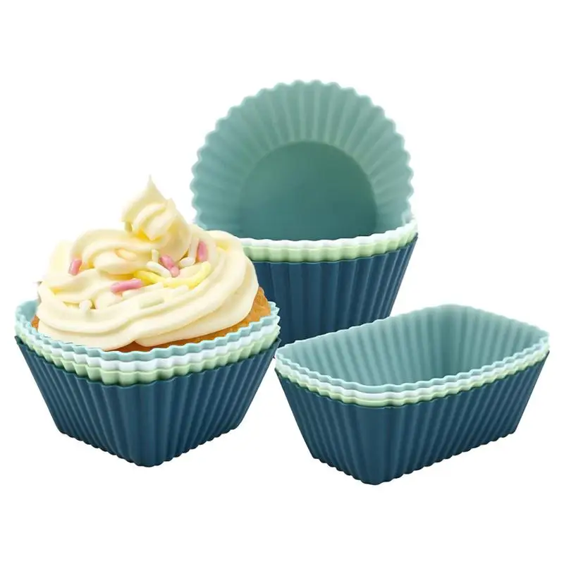 

Silicone Baking Cups Pastry Muffin Molds 3 Shapes Of Standard Round & Square & Rectangle Baking Pans Gift For Party Christmas