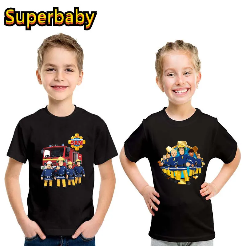 

Fireman Sam Firefighter Print Cartoon Kids T shirt Funny Baby Boys Girls Clothes Summer Children Cotton Short Sleeve T-Shirt