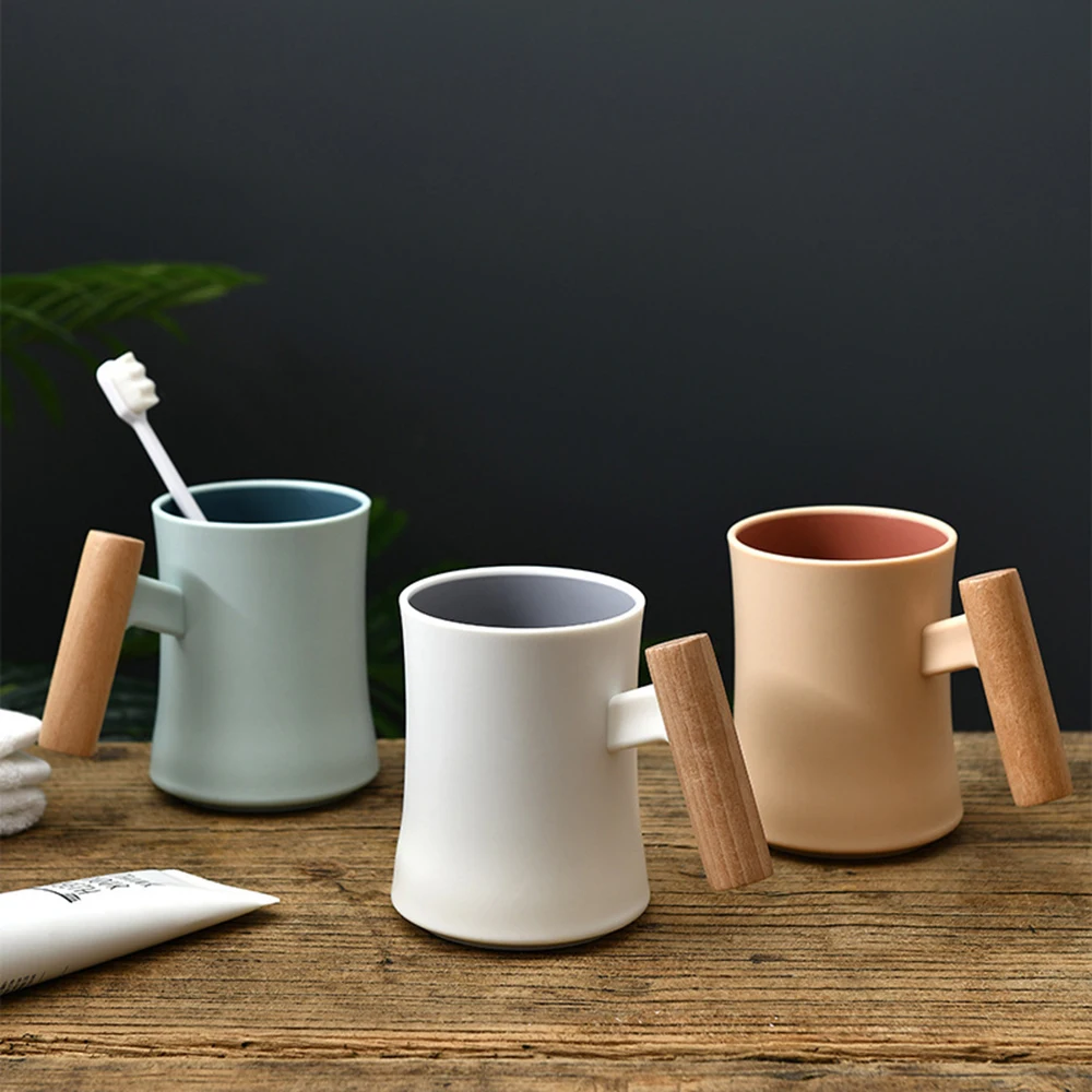 Mouthwash Advanced Sense Wood Handle Brushing And Washing Dormitory Creative Simple Household Couple Toothbrush Cup_voghion.com