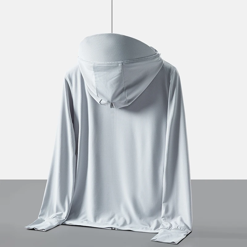 Upf50+ Sun Protection Clothing For Women Summer Outdoor Fishing Ice Silk Wai Breathable Anti-Uv Men's Long-Sleeved Ultra-Thin