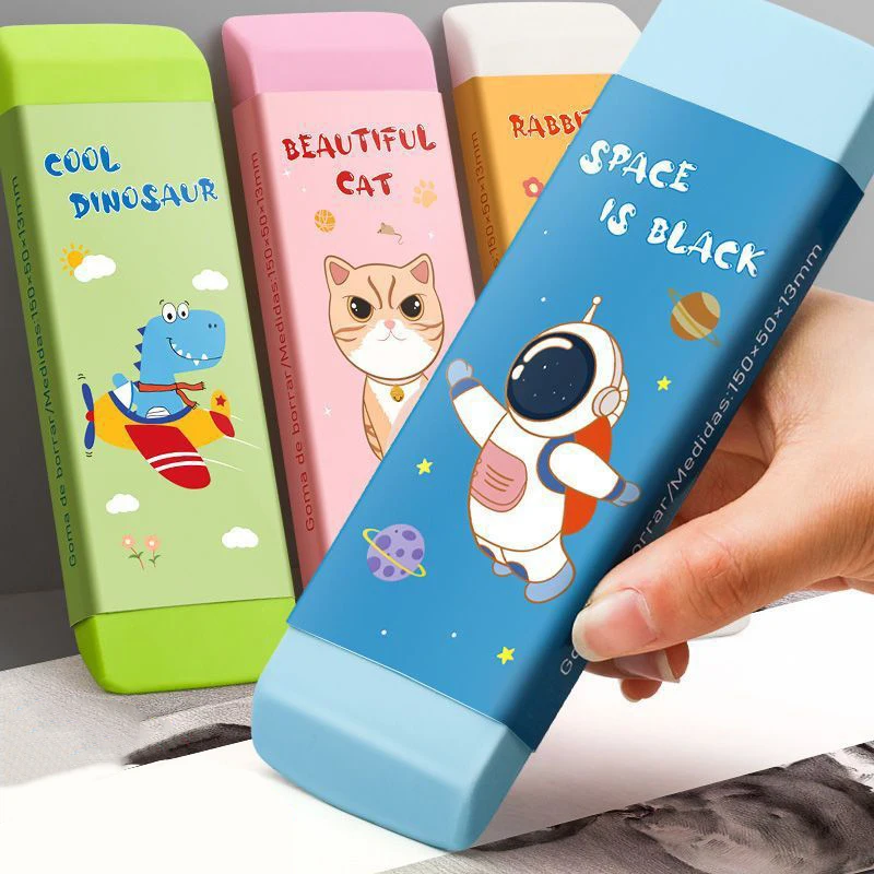 

4 Colors Oversized Erasers Cartoon Dinosaur Astronaut Rabbit Cat Pattern Students Error Correction Tool School Kawaii Stationery