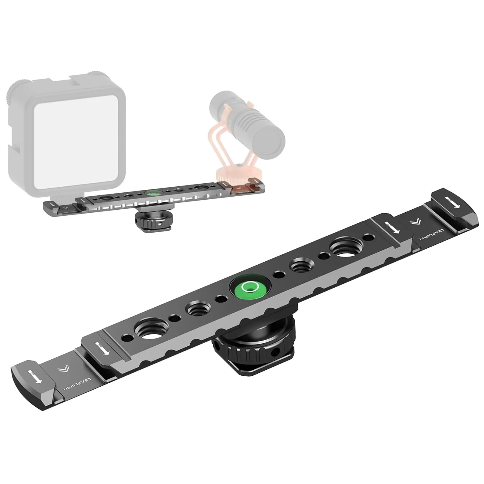 Dual Cold Shoe Mount Vlogging Metal Microphone Mount 1/4