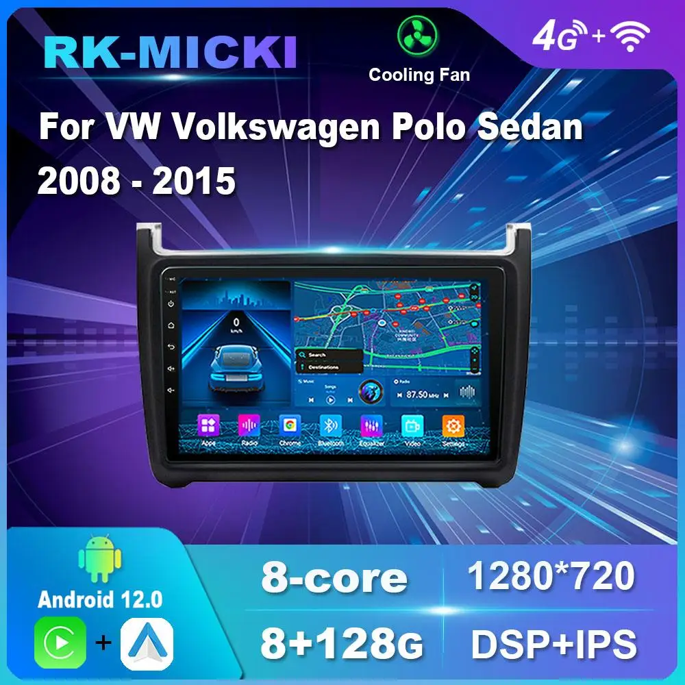 9 Inch Android 12.0 For VW Volkswagen Polo Sedan 2008 2015 Multimedia