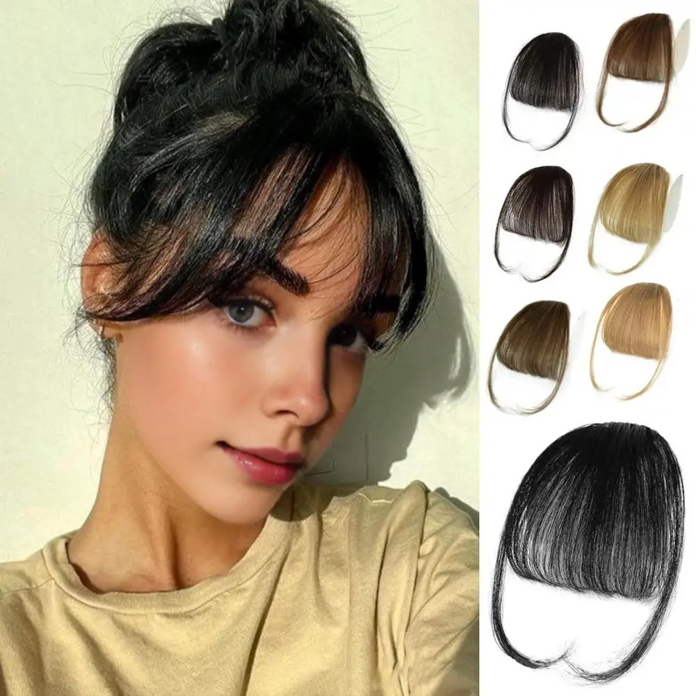 2024 luxury brand style black velvet hair clip female side bangs clip front duckbill clip broken hair bb headwear заколки 2024 Real Hair Bangs Clip in Wispy Bangs Hair Extensions Wispy Bang Fringe Air Bangs For Women Hairpieces Curved Hair For Girls