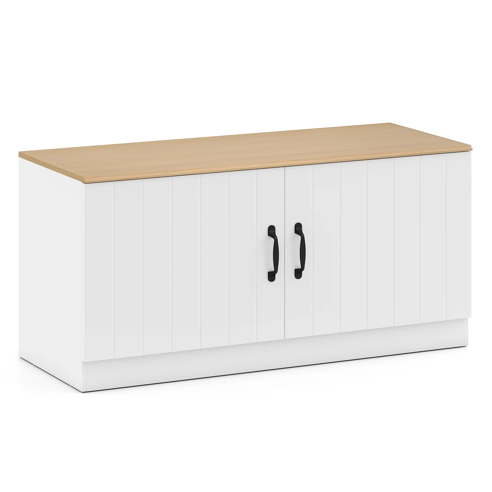 2-Door Shoe Bench with Adjustable Shelves, Hidden Storage Space for Hallway