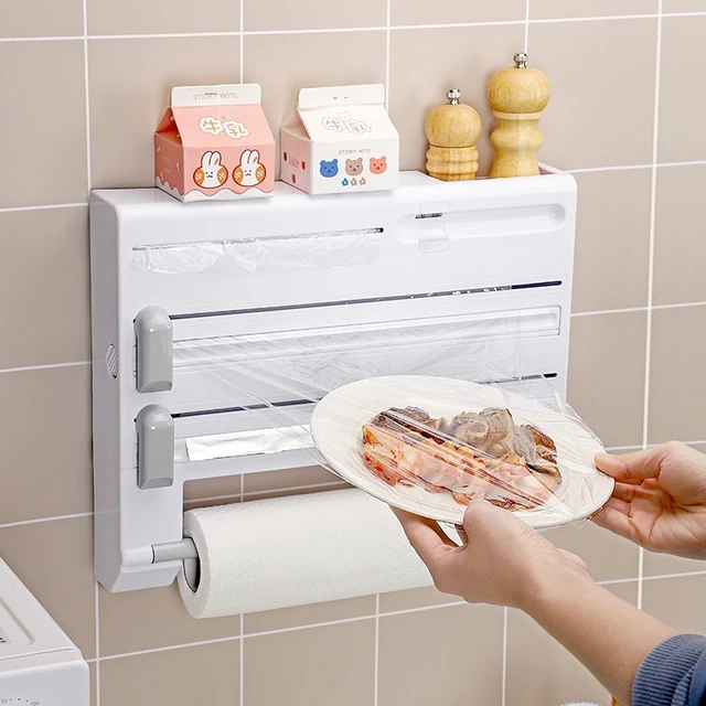 Wall Mounted Kitchen Plastic Wrap Film Paper Towel Rack Paper Roll Dispenser  Holder - AliExpress