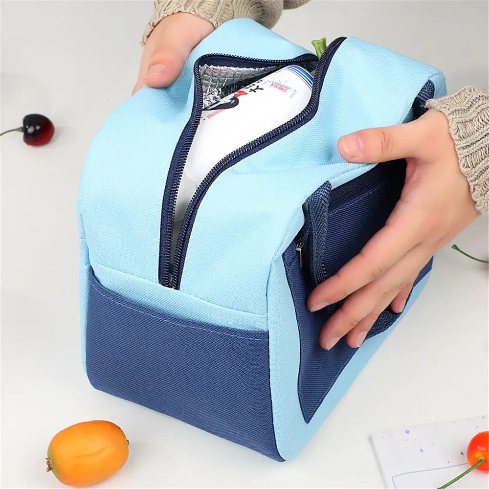 New Portable Lunch Bag Waterproof Thermal Insulated Canvas Tote Lunch Box Bento Pouch Dinner Insulation Bag Thickened