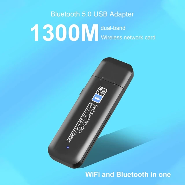 USB Wifi Bluetooth Adapter Dual Band 802.11AC 1300M WiFi Dongle for Desktop  PC