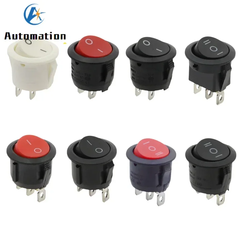 1Pcs220VRoundSPDTON-OFFRockerSwitchKCD1-105WhiteBlackRedAC250V/6A125V/10AToggleSwitch2Pin