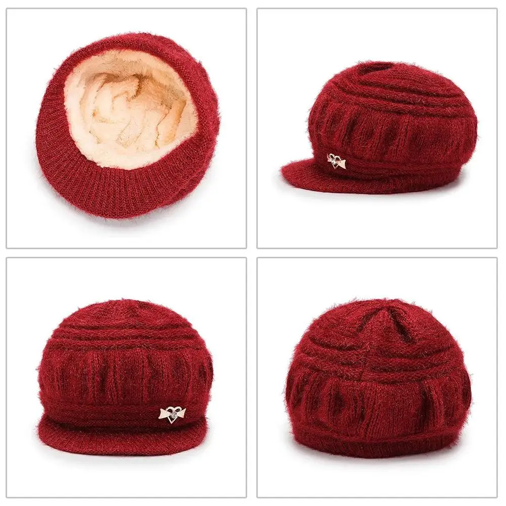 Fashion Hat Plush Knitted Wind Ear Guard Solid Color Simple Autumn And Winter Warm Hat Plush Wool Old Lady Cotton Hat 3