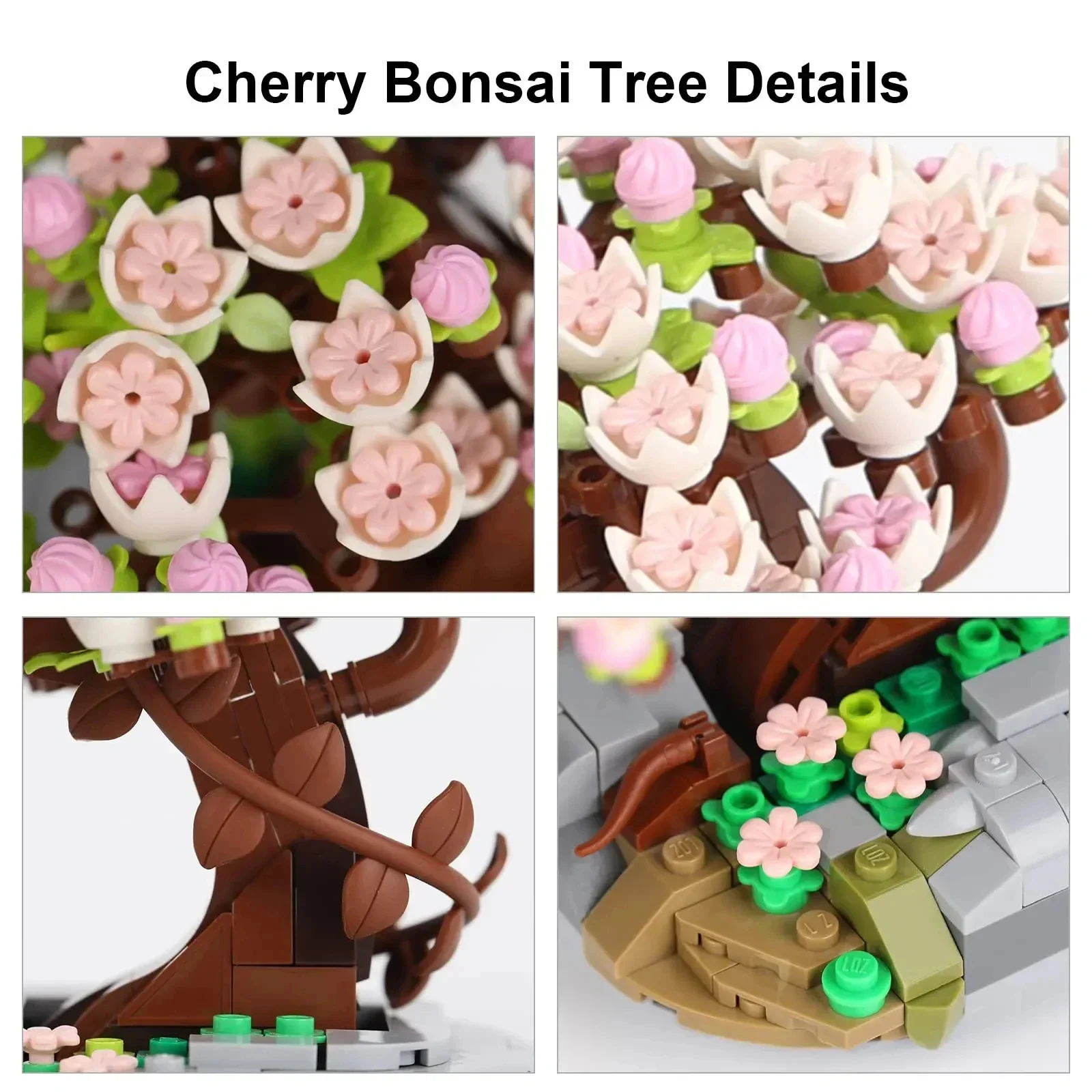 Sakura Potted Bouquet Building Blocks Plant Bonsai Succulent Model Bricks Ornaments Children's Educational DIY Toy Holiday Gifts 3