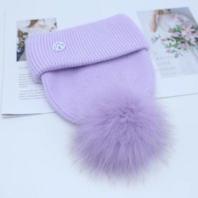 2023 Real Natural Fur Pom Poms for Hats Angora Rabbit Fur Winter Hat for  Women Knit Beanies Designer Hat Female Warm Soft Cap - AliExpress