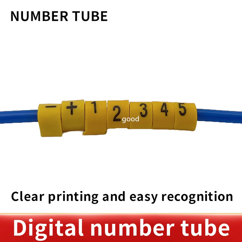 EC-0,EC-1,EC-2,EC-3 600PCS (Each50pcs ) yellow Cable Markers Letter 6sq.mm 0 to 9 +-X for wire diameter Cable Markers