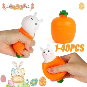 Easter Carrot Rabbit Fidget Toys Rabbit Squeeze Ball for Kids Relieve Stress Up Toy for Easter Basket Stuffers Easter Decor