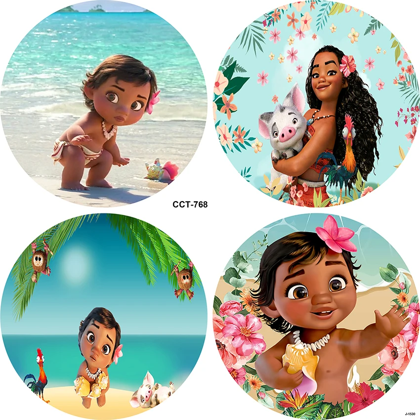Fondo personalizado Moana bebé Maui decoración Ciecle Fondo niños  cumpleaños círculo redondo cubierta verano océano fondo redondo cubiertas  de mesa| | - AliExpress