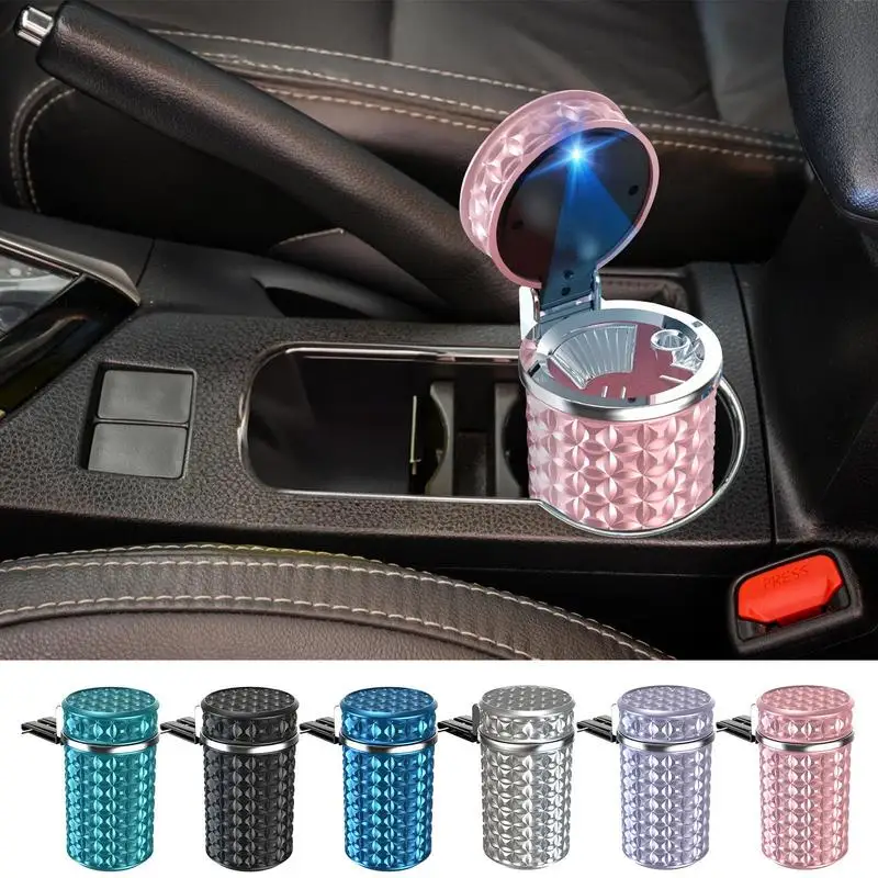 

Car Ashtray With Lid Auto Detachable Smokeless Ashtray Layered Design Multipurpose Auto Ash Tray With LED Car Accessories