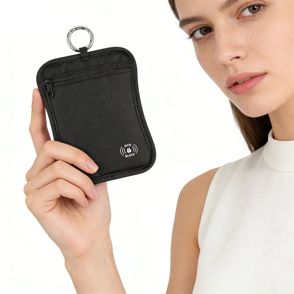 Portafoglio da Viaggio per Passaporto con Blocco RFID, Custodia Impermeabile per Carte e Passaporto con Gancio di Bloccaggio - immagine 6
