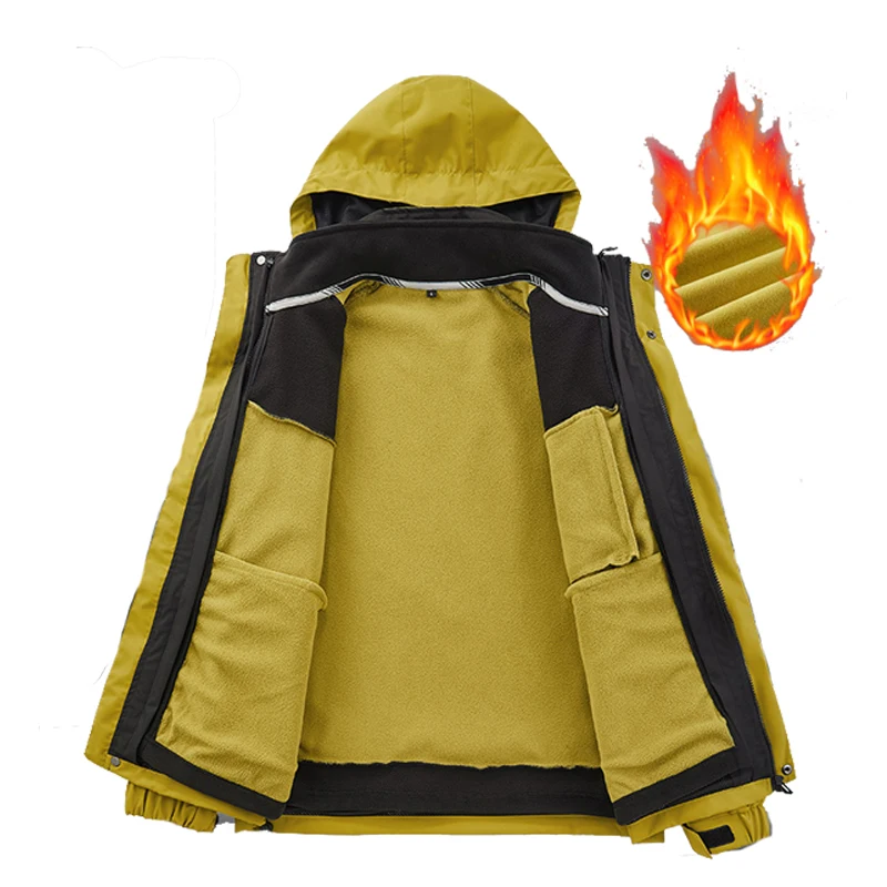Winter Men Outdoor Windproof Ski Jacket Coat Man Sport Detachable 2 Piece Jacket Men Waterproof Jogger Windbreaker Plus Size 8XL 3