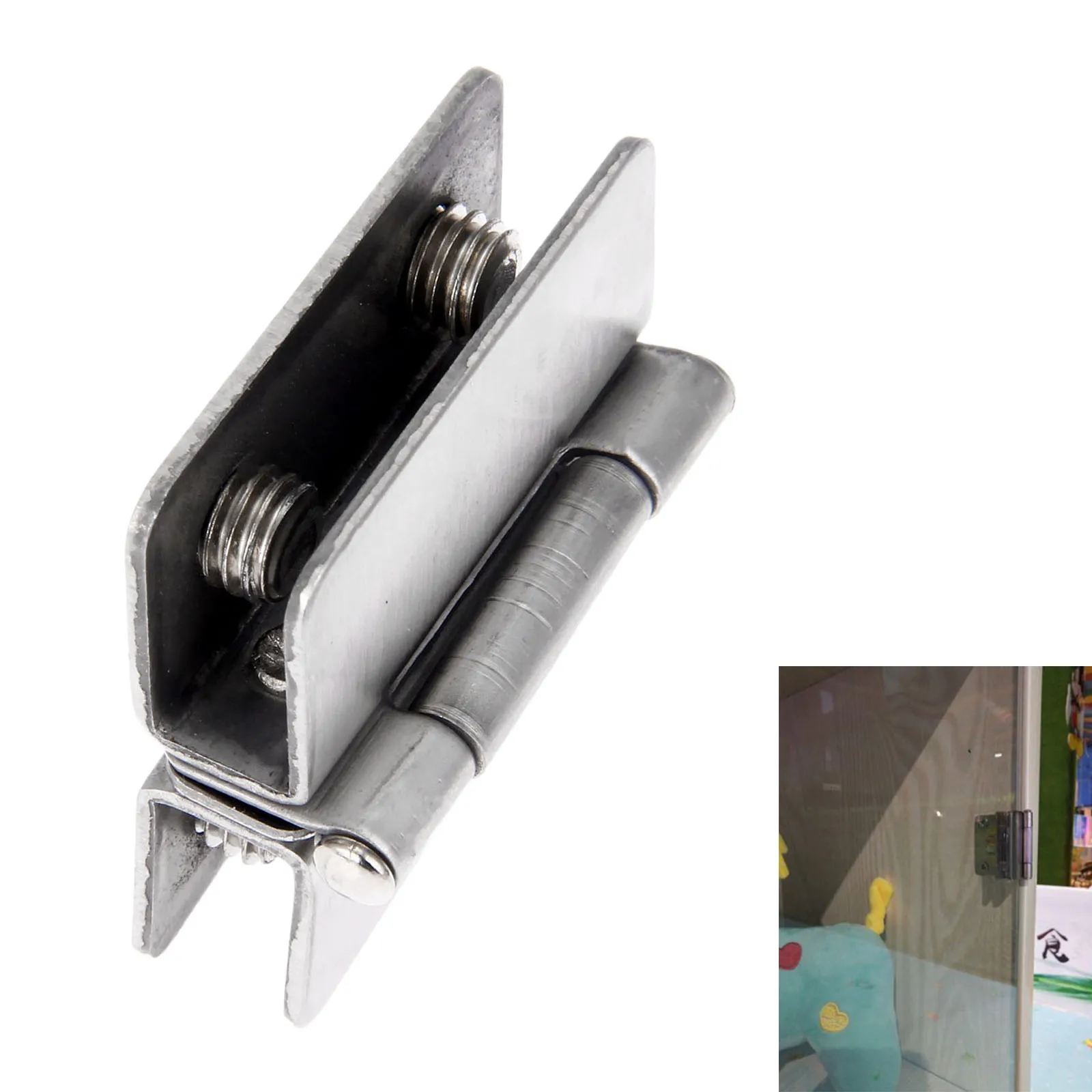 4Pcs 180 Degree Glass Door Hinges Adjustable Double Sided Clip Stainless Steel Cabinet Cupboard Glass Clamps Clip for 5-8mm