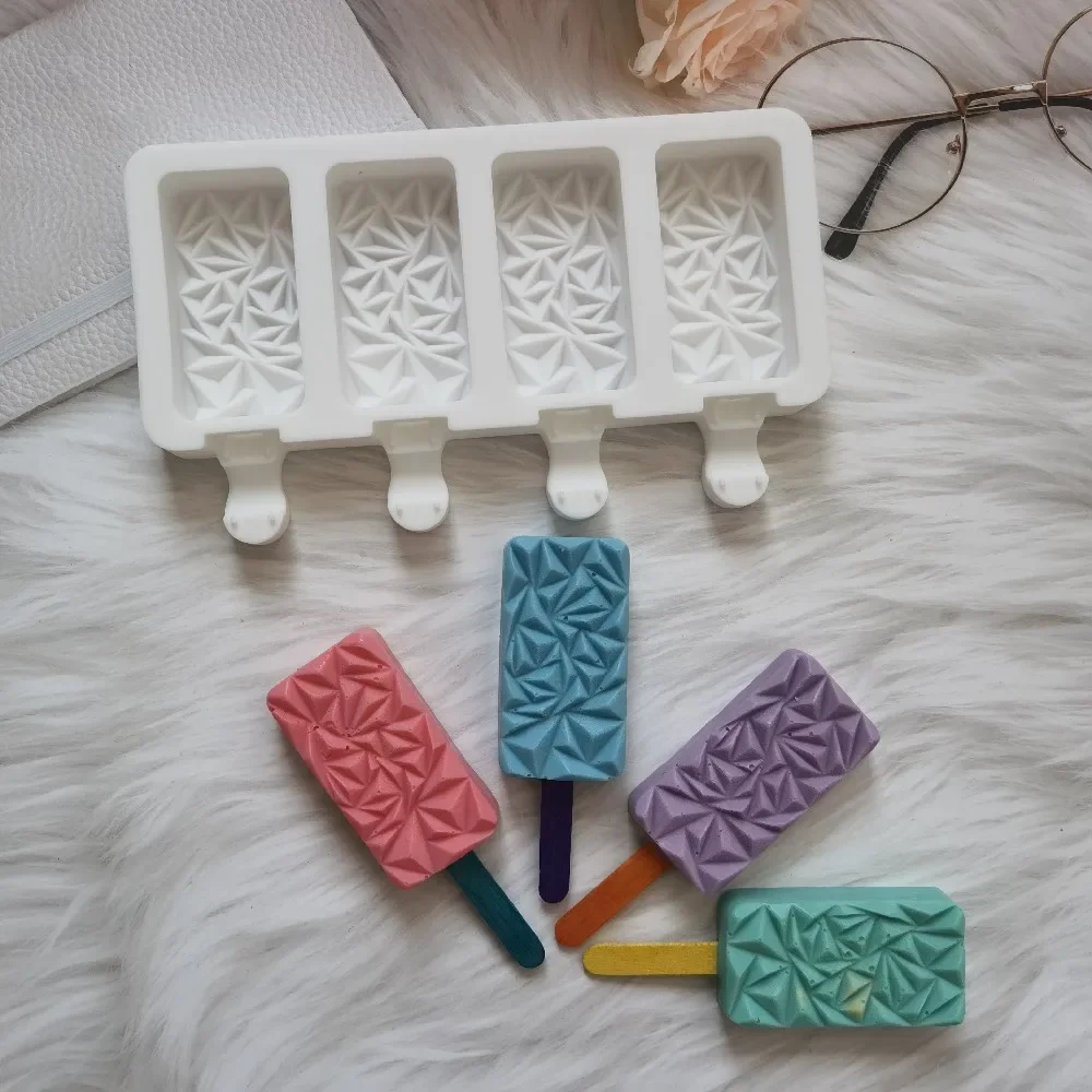 

4 Cell small Size Silicone Ice Cream Mold Popsicle Molds DIY Homemade Dessert Freezer Fruit Juice Ice Pop Maker Mould