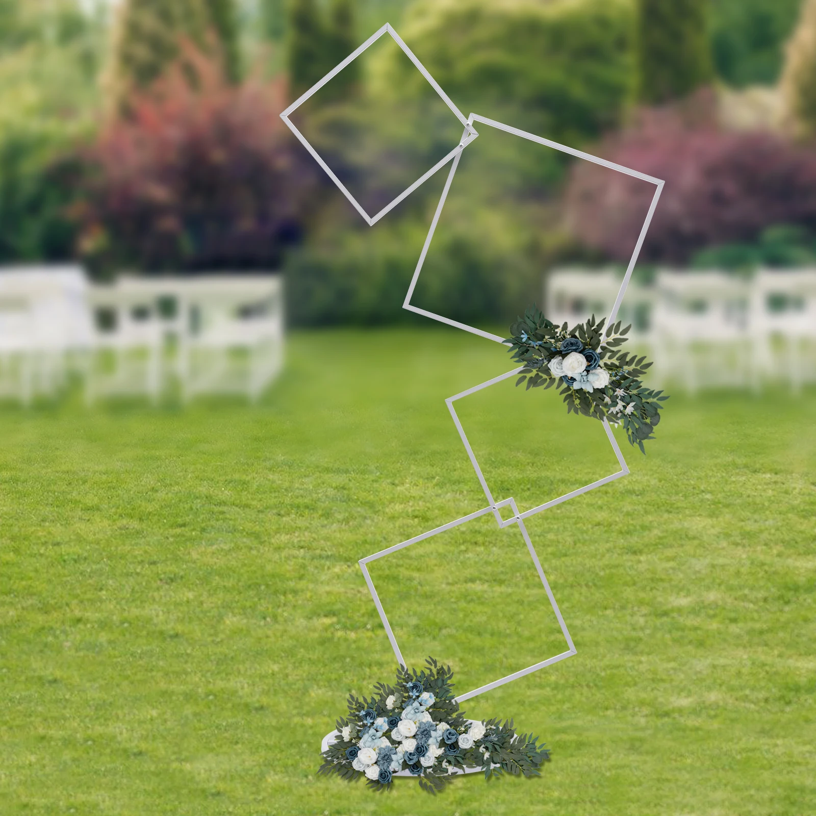 4 Tier Metal Wedding Arch Flower Stand Square Balloon Frame for Photo Booth Background Decoration Gold/White wedding arch stand party arch set wedding arch set wedding flower stand