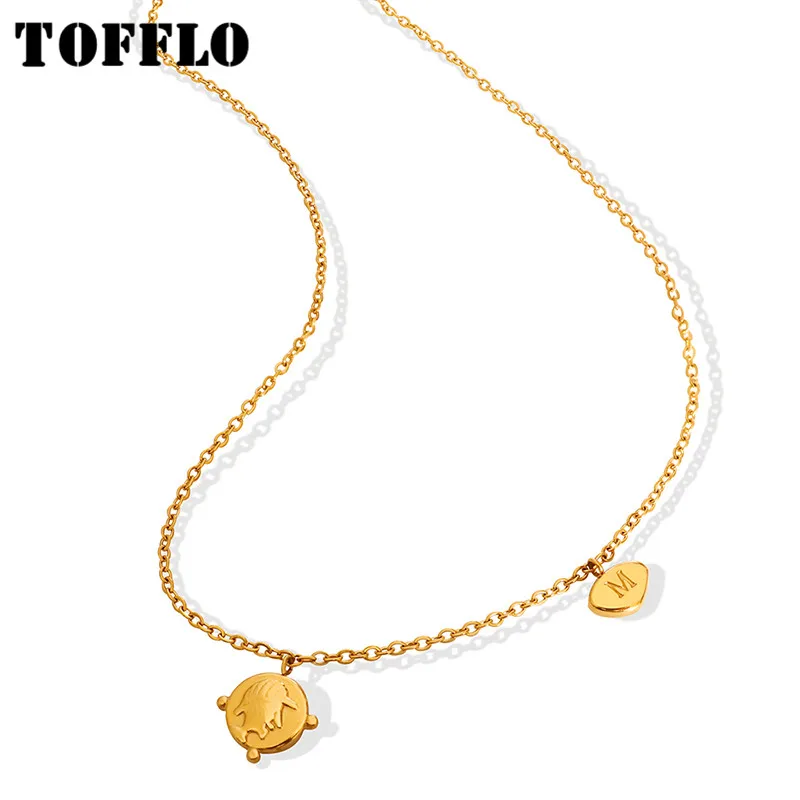

TOFFLO Stainless Steel Jewellery Hip Hop Fashion Portrait Geometric Necklace Women's 18K Gold Plated Chain BSP202