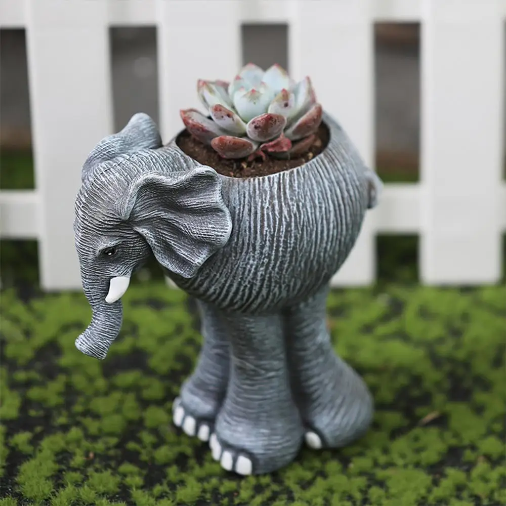 Elephant Shaped Planter Indoor Planter Flower Pot Statue Cute Outdoor Plant Pots Garden Animal Decor Statue for Home Desktop