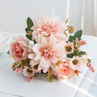 1 stk kunstig silkeblomst – georgine, rose og tusenfryd