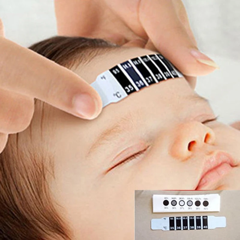 10pcs/lot Forehead Head Strip Fever Thermometer Baby Child Adult Body Check Test Temperature Monitoring Safe Non-Toxic 50% off forehead digital thermometer non contact infrared medical thermometer body temperature fever measure tool for baby adults