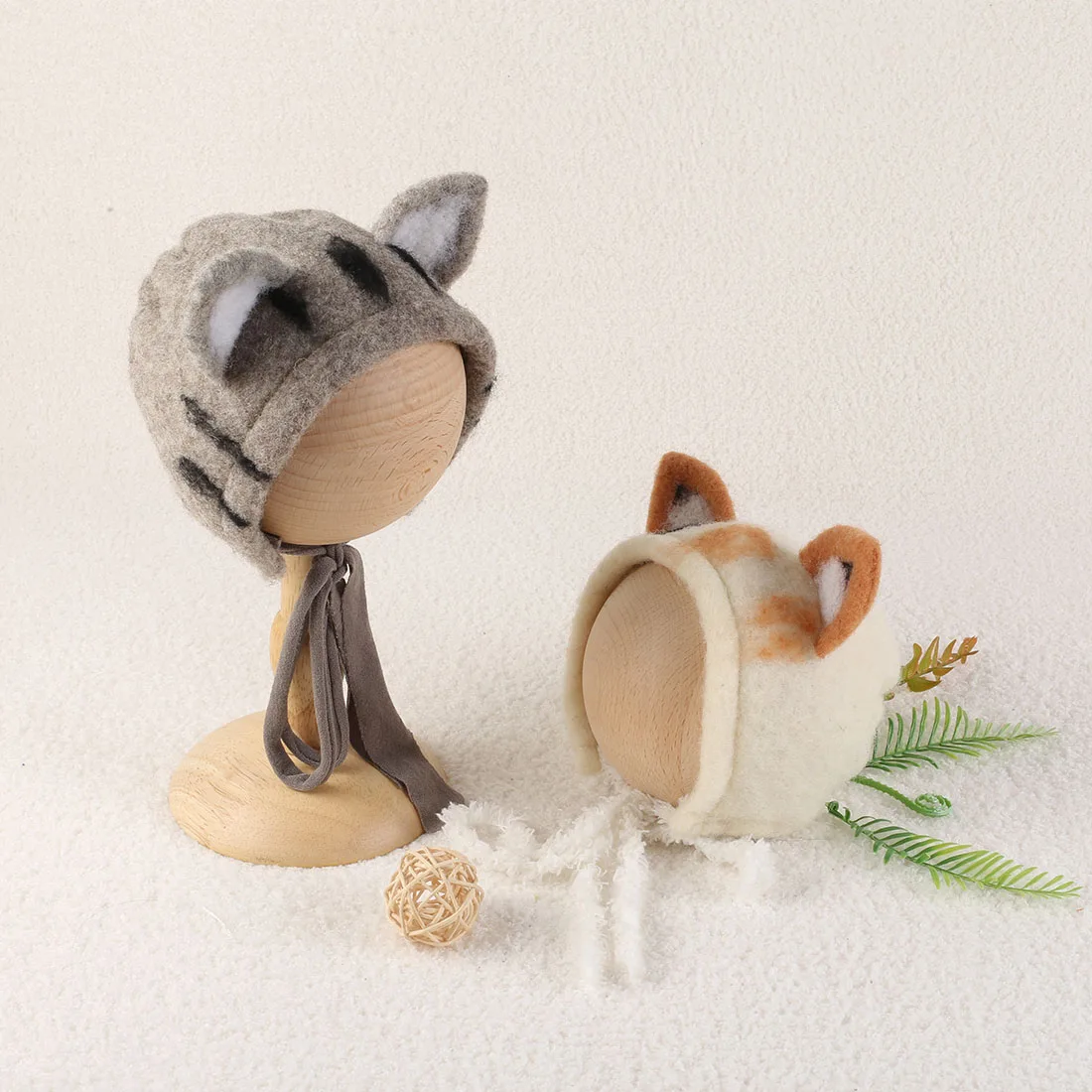 Newborn Wool Felt Fox Flower Bonnet Newborn Photography Props Baby Animal Floral Garden Hat Photo Shoot 6