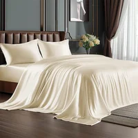 Parure de lit en soie de mûrier de luxe, 100% soie naturelle, comprenant housse de couette, drap et taies d'oreiller, pour lits simples, doubles, king et queen size 1