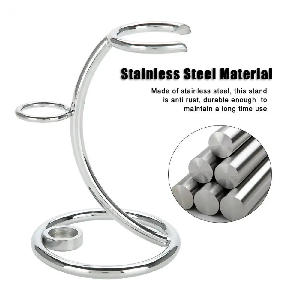Stainless Steel  Shaving Razor and Brush Stand - Convenient Holder for Safety Razor and Shave Brush Storage 2