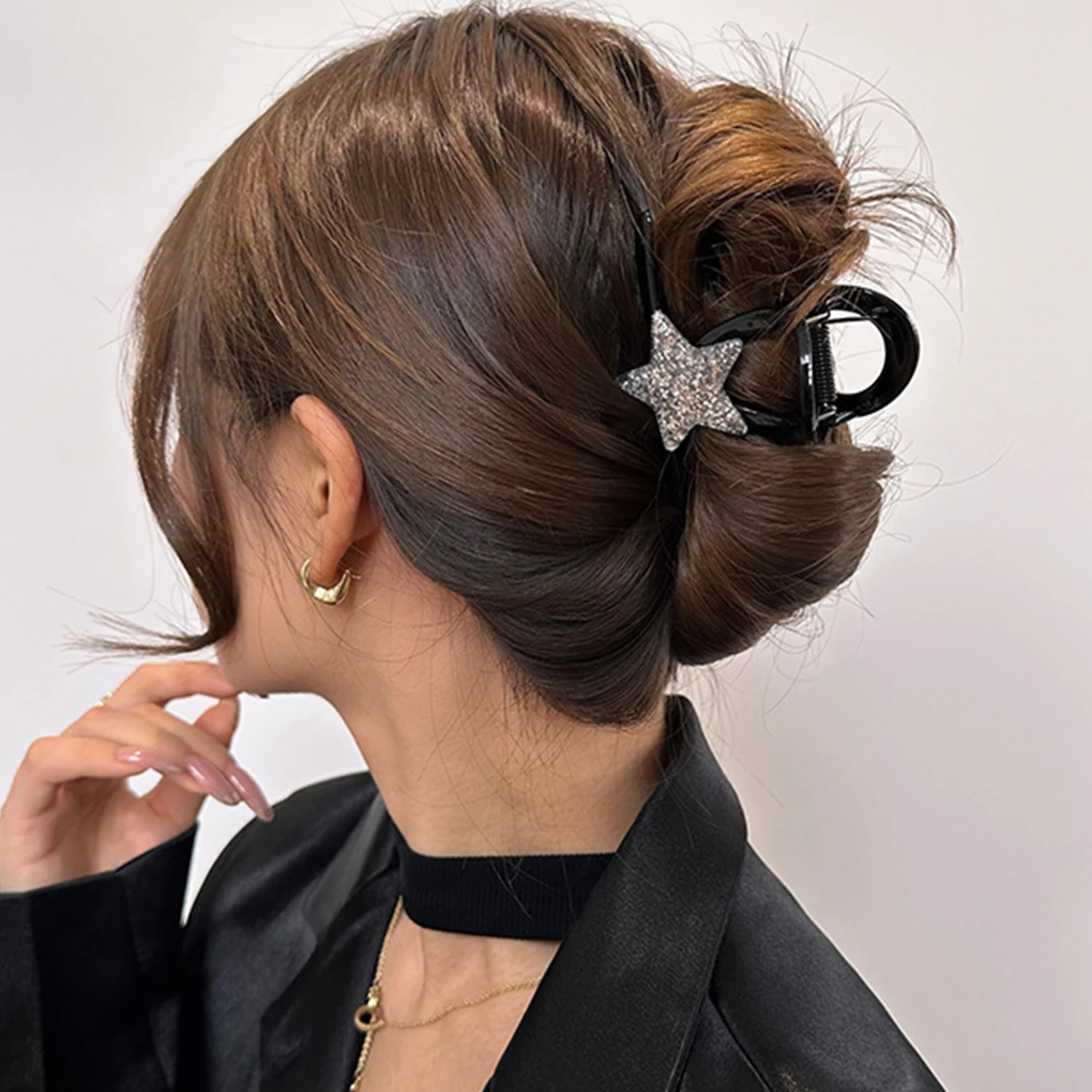 

Vintage Shiny Stars Hair Clip Medium Barrette Crab Hair Claws Bath Clip Ponytail Clip For Women Girls Claw Clip Hair Accessories