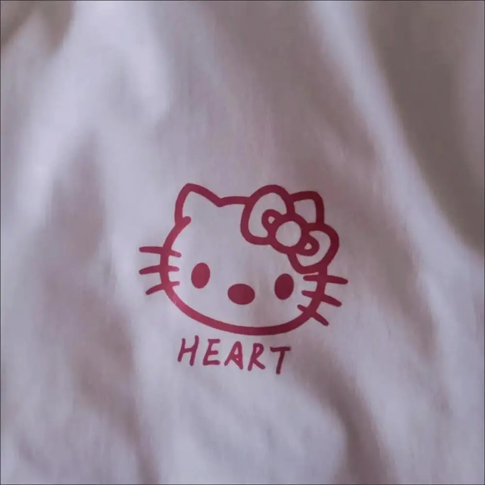 Kawaii Sanrio Hello Kitty T-shirt Cute Anime Cartoon Pure Cotton Short  Sleeve Sweat Uptake Comfortable Sports Top Holiday Gifts