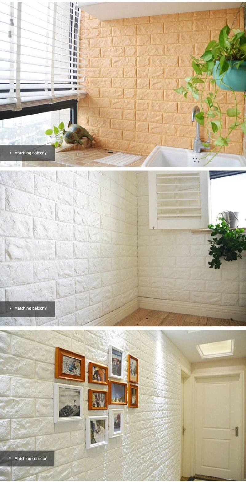 Description Picture 5 of item1pcs 3D Three-dimensional Wallpaper Various Colors Self-adhesive Foam Brick Pattern Waterproof Wall Sticker For Home Decoration