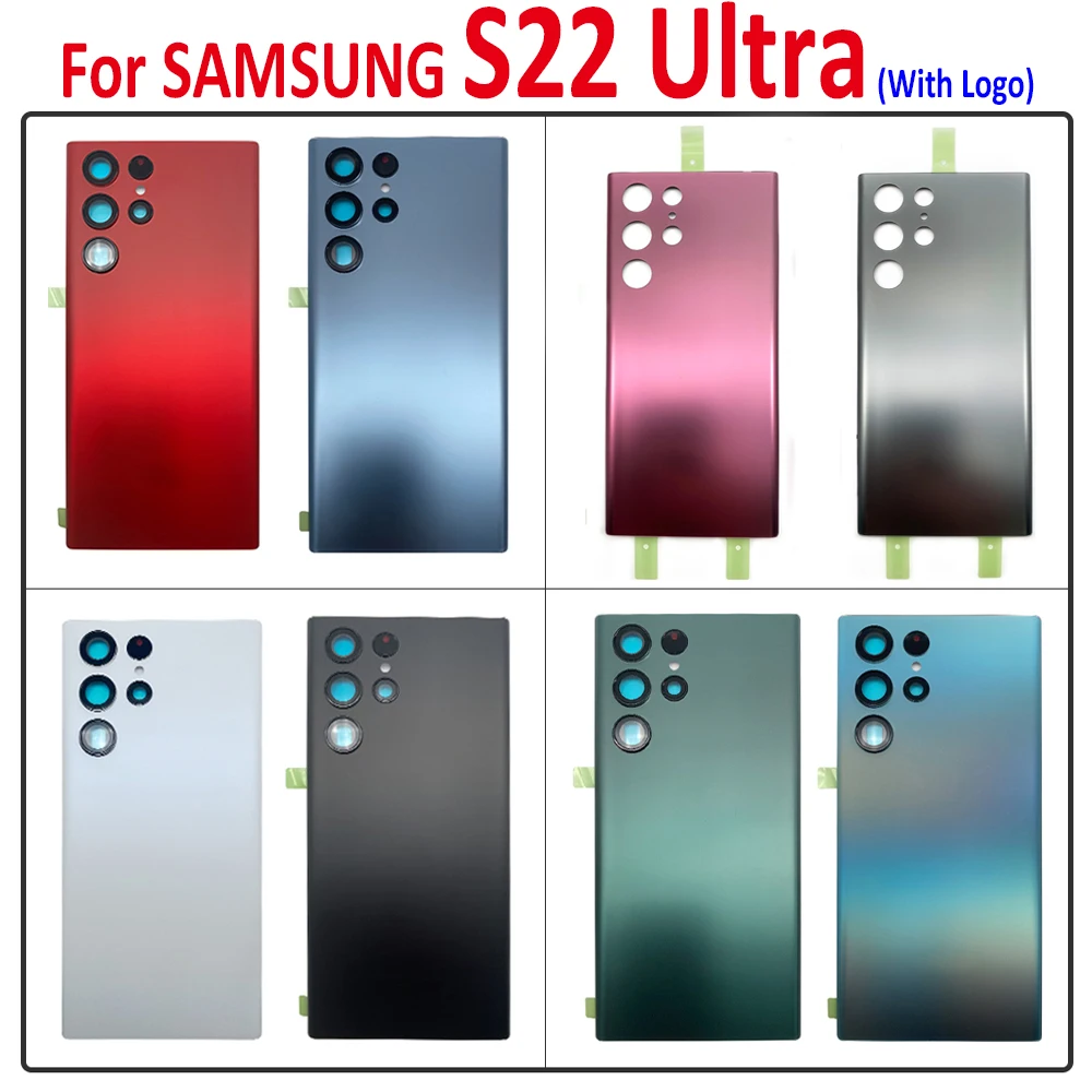 

NEW Battery Back Cover Glass Rear Door Replacement Housing For Samsung Galaxy S22 Ultra Rear Cover With Glue Adhesive With LOGO