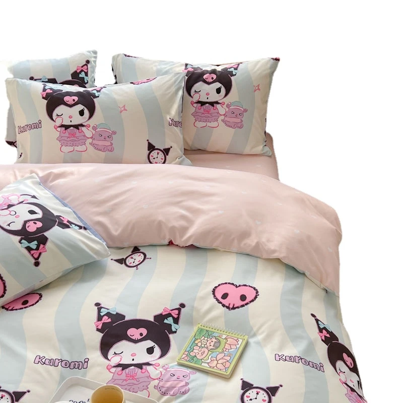 

Sanrio Kuromi Hello kitty Pochacco cotton skin-friendly four-piece bed sheet quilt cover student dormitory three-piece bedding