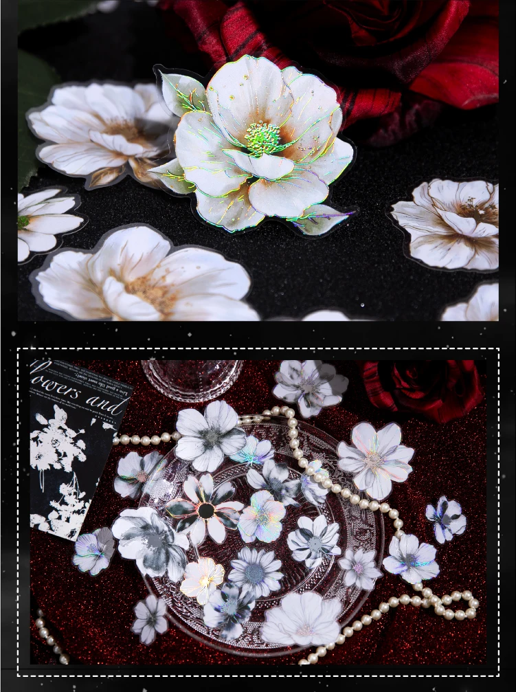Journal GO 20 Stück Vintage Vergoldung Blume dekorative Aufkleber für Scrapbooking Collage Junk Journaling Karte Planer DIY Aufkleber – Detail 10