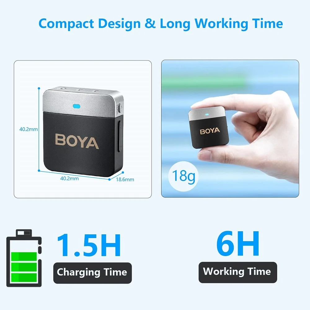 BOYA BY-M1V Wireless Lavalier Lapel Condenser Microphone for iPhone Android Smartphone Camera PC Gaming YouTube Broadcast Vlog