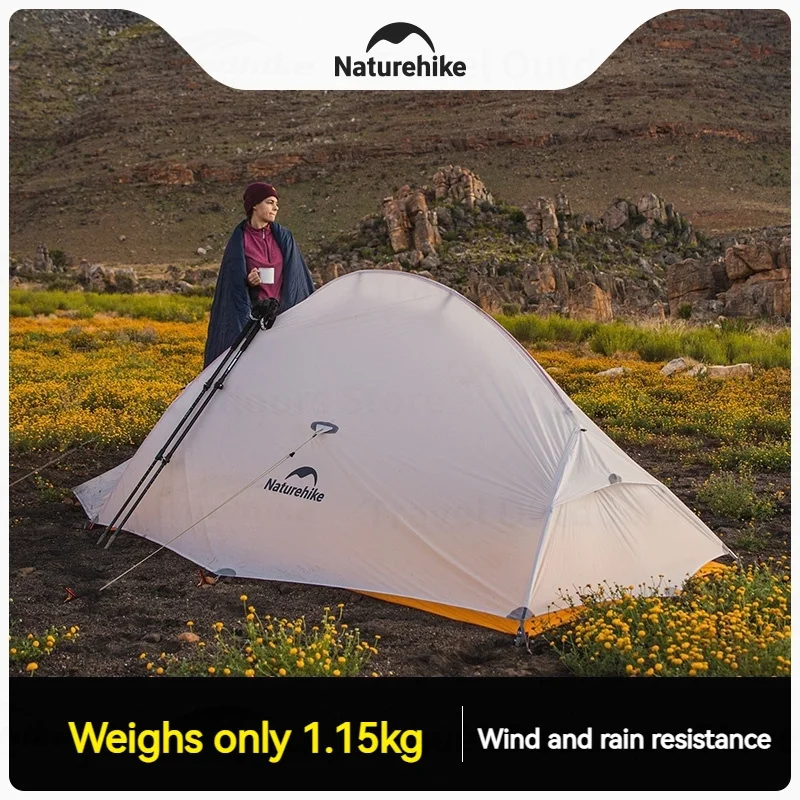 Naturehike Cloud Up 2 Camping Tent Nylon 10D Waterproof Ultralight Backpacking Trekking Fishing 3 Season Tent Portable 2 Persons
