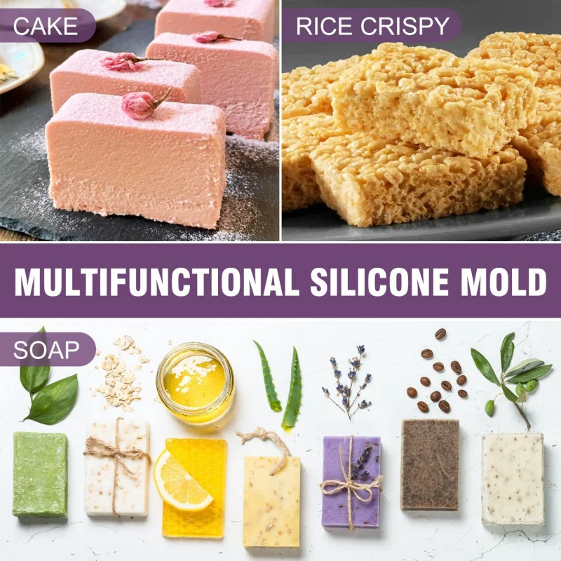 Silicone Soap Molds 6 Cavities Rectangle Silicone Soap Molds for Homemade Craft Mold Cake Mold Chocolate Ice Cube Tray