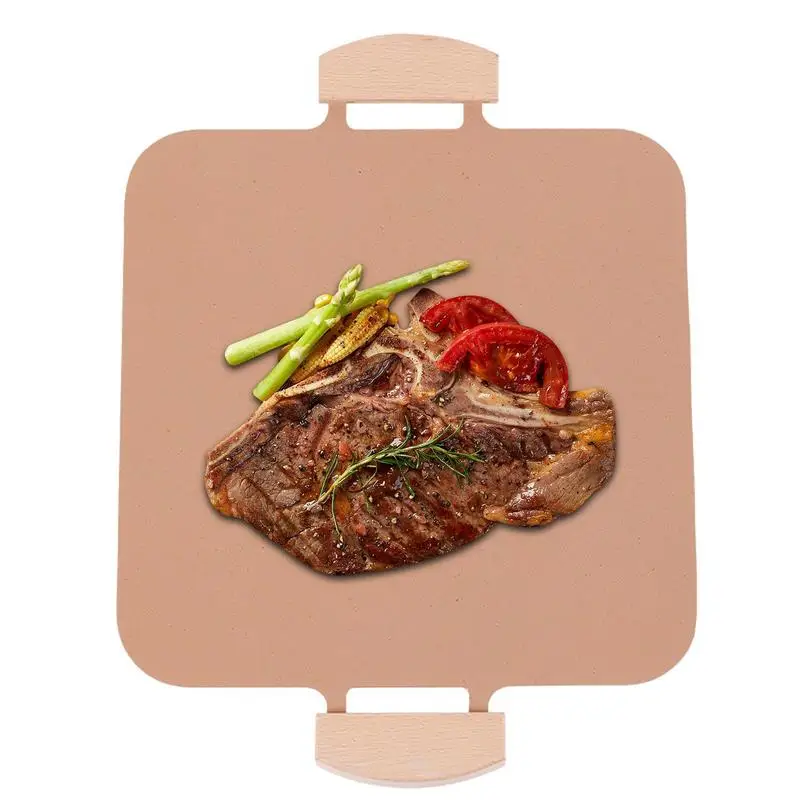 

Camping Griddle Grill Pan With Wooden Anti-scalding Handles BBQ Frying Pan Roast Plate Tortilla Griddle Flat Pan for BBQ Picnic