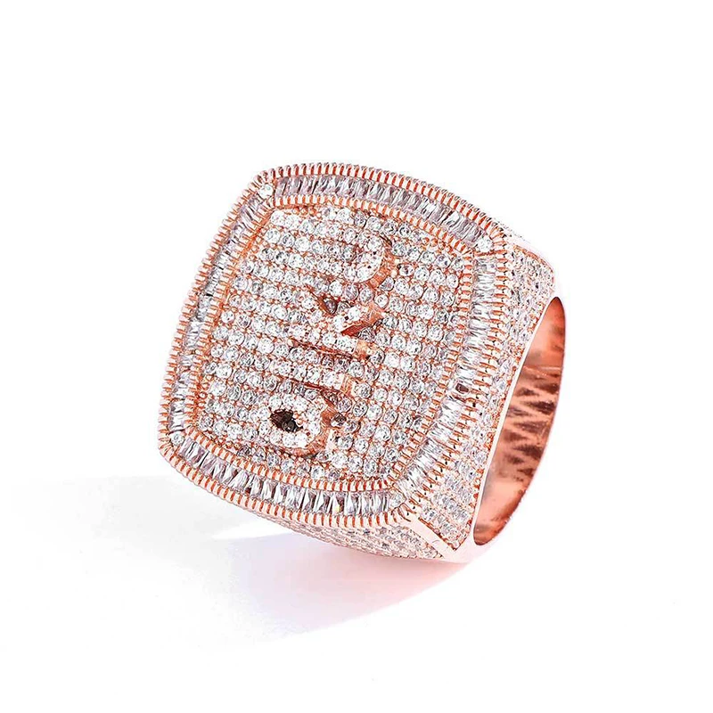 Grandbling Customized Name Rings for Men Women  Full Iced Out Cubic Zirconia Prong Setting Hip Hop Jewelry